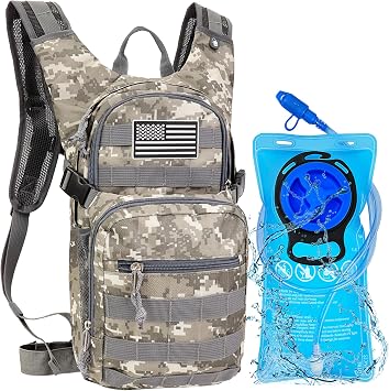 Tactical Hydration Backpack 2L Water Bladder - Lightweight Durable Pack for Hiking, Running, Outdoor Adventures, Adjustable Straps & Leak-Proof Design