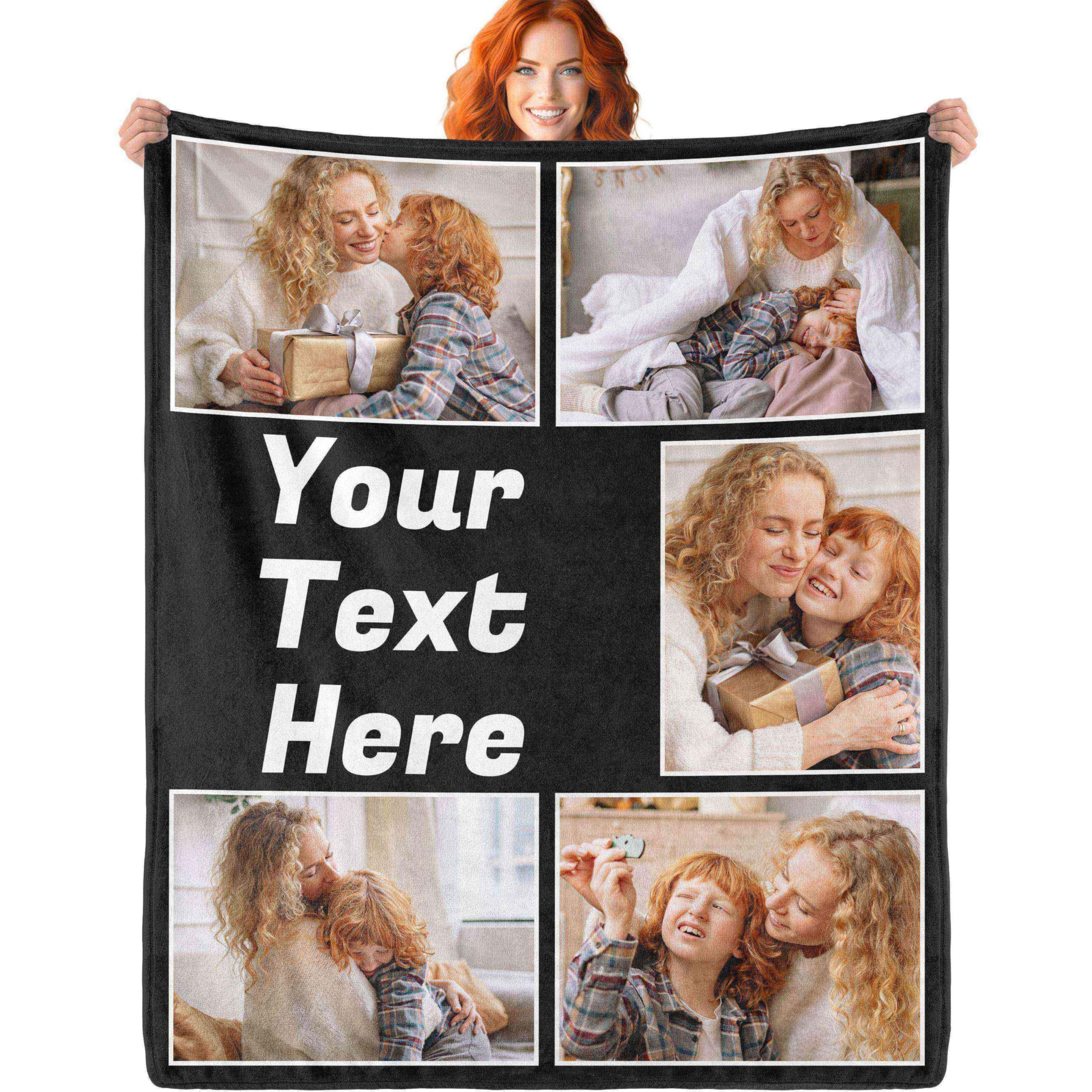 Ericat Photo 5 Personalised Blanket With Photo Text Custom Blanket Customised Blanket Throws Customisable Blanket Picture Blankets Customized Valentines Day Gifts For Mom Dad Couple Girlfriend Boyfriend