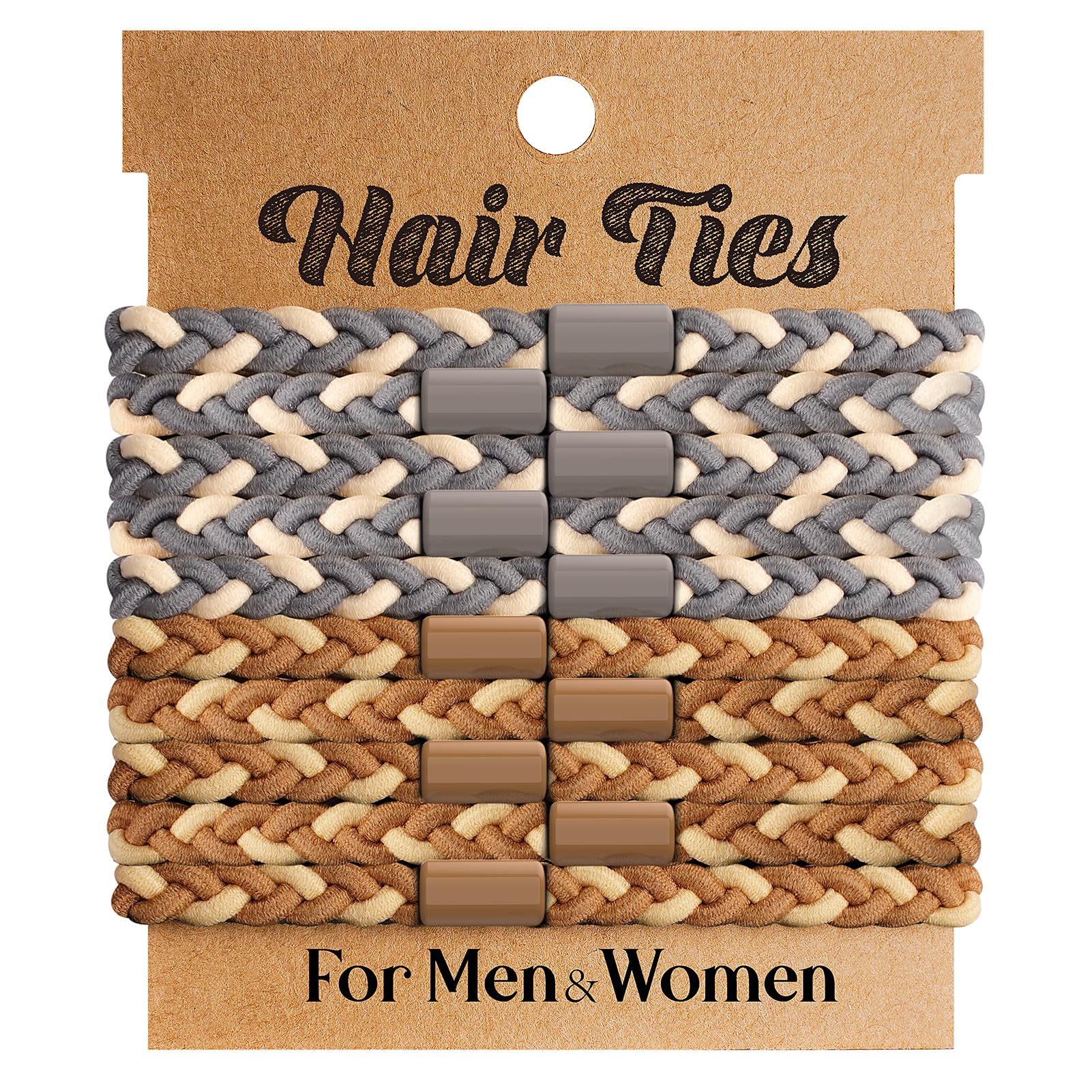 EasYoung 10pcs Braided Mens Hair Ties for Guys for Buns Curly Thick Dense Hair Elastic Hair Ties For Men & Women