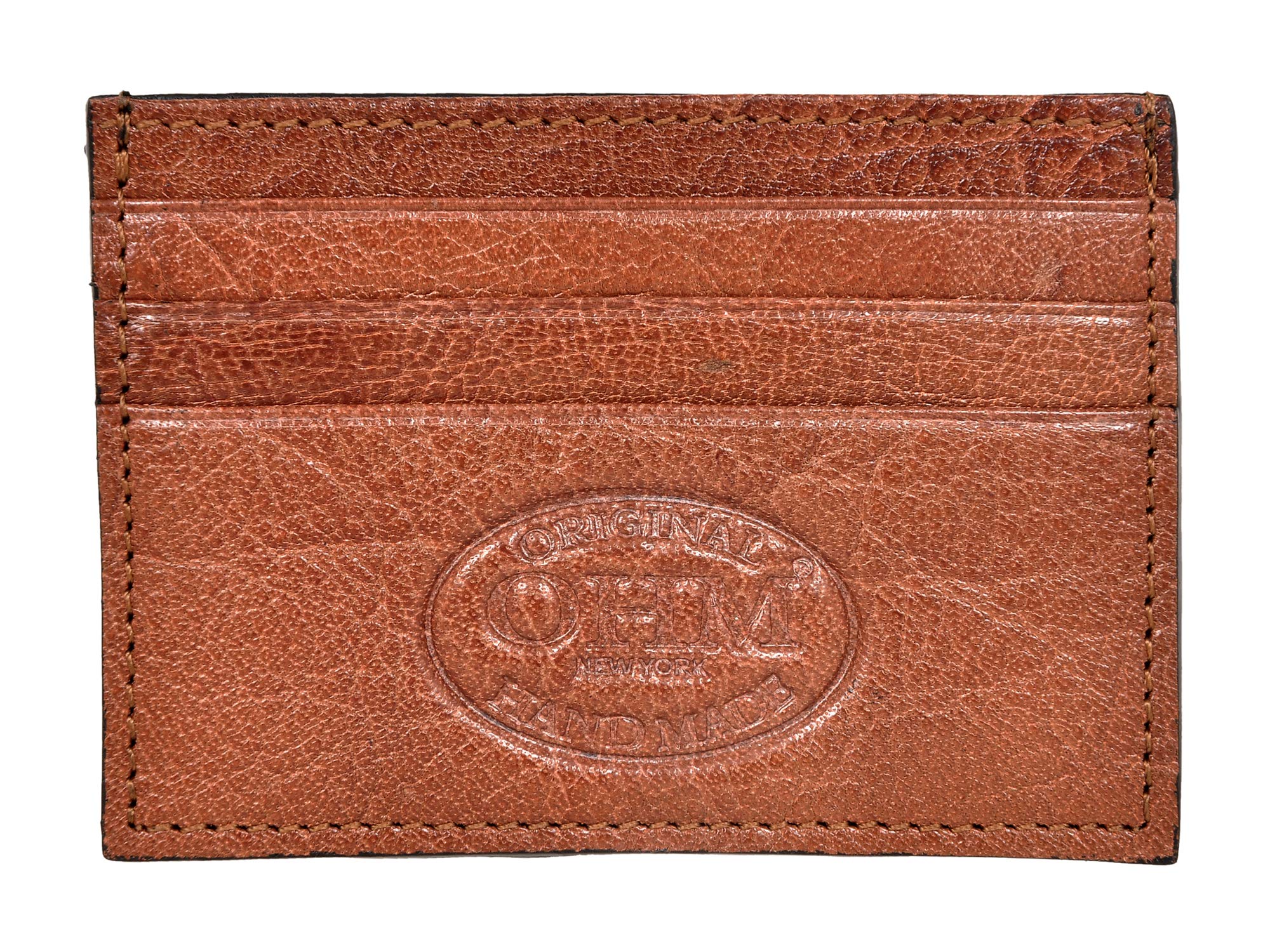 OHM New YorkLeather Card Case in Cognac/Black Color