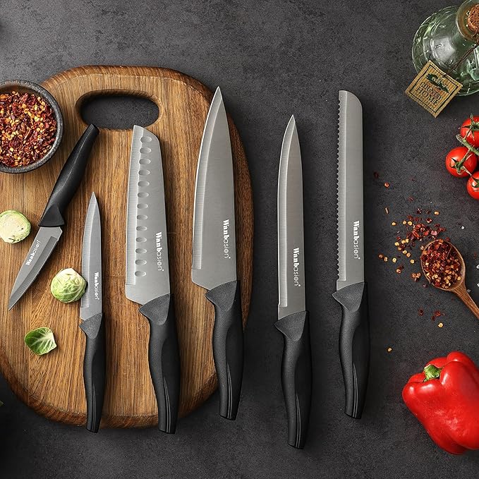 Set Cuchillos Cocina 5 Piezas Acero Inoxidable con Fundas miniatura 2