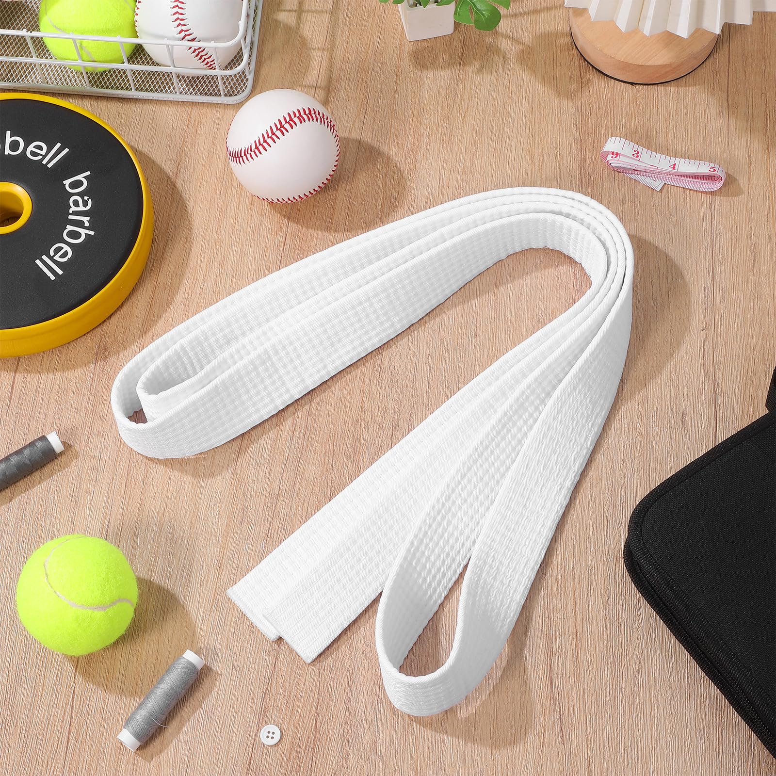 Cinturón de Taekwondo Blanco para Mujer y Hombre, Material de Algodón y Cáñamo, Adecuado para Entrenamiento y Competición en Artes Marciales