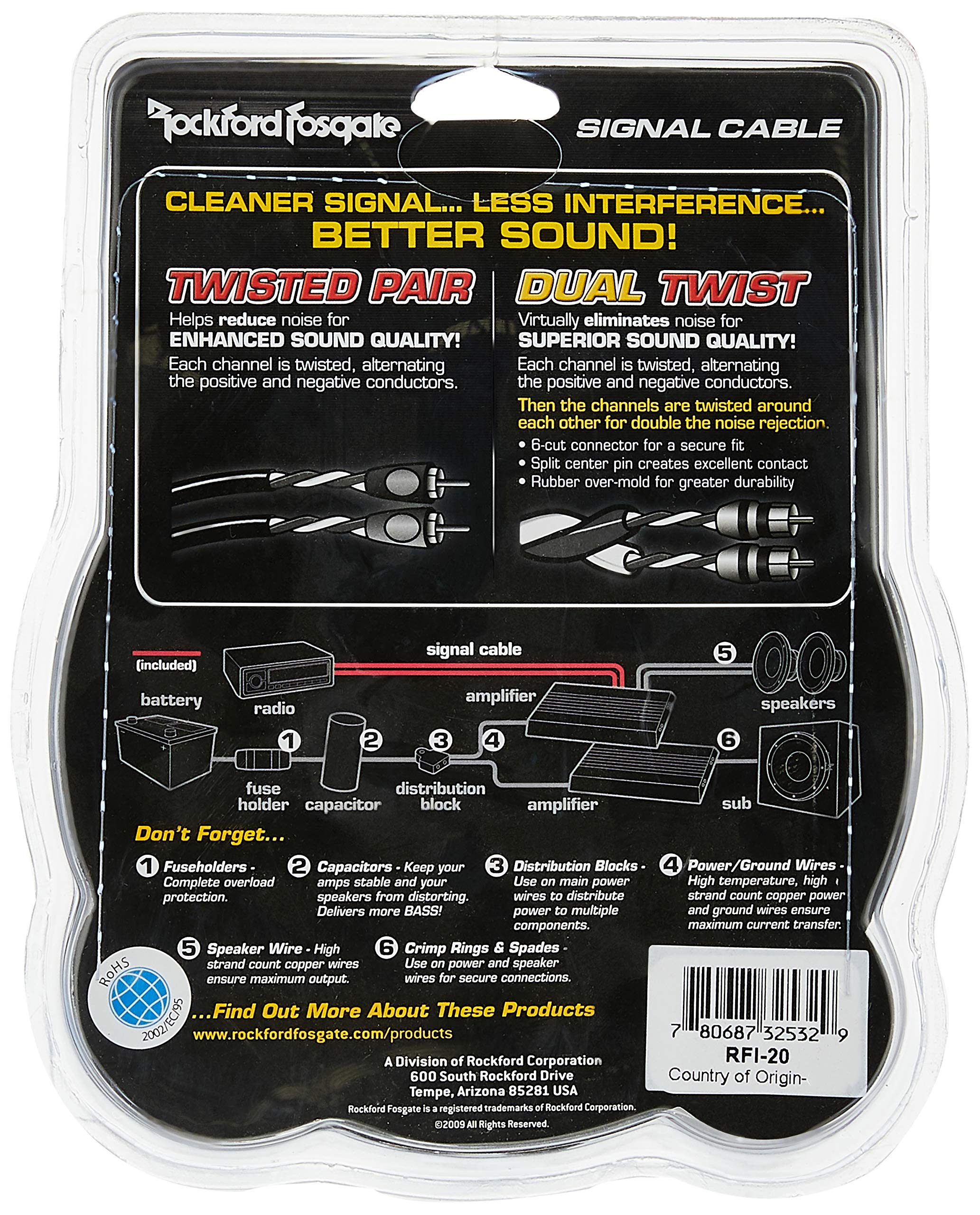 Amazon.com: Rockford Fosgate RFI-20 20 Feet Twisted Pair RCA