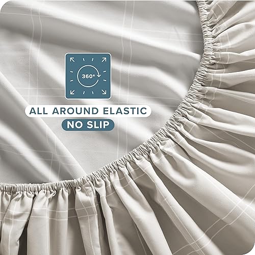 Miniatura 6 de Bare Home Juego de sábanas de microfibra ultrasuave de 1800 hilos, lujosas, doble cepillado, bolsillos profundos, ajuste fácil, juego de 4 piezas,