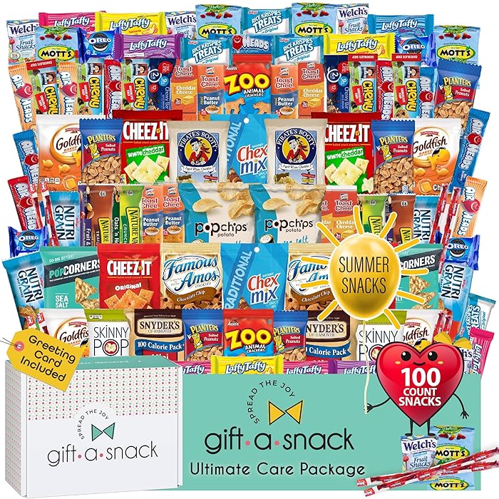 Buy Snack Box Variety Pack Care Package (100 Count) Bulk Individually Wrapped, Candies Chips