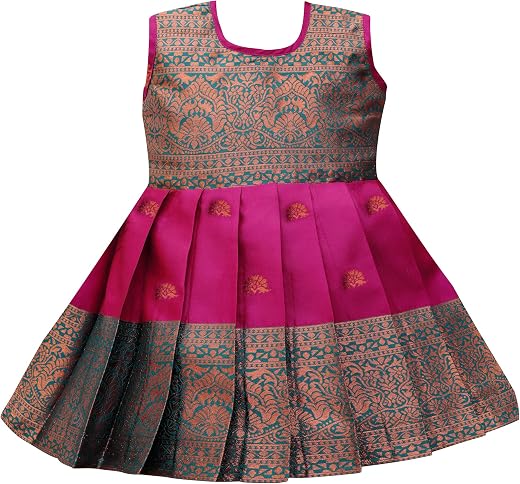 PW PLATYPUS WORLD Baby Girl's Readymade South Indian Pattu Pavadai Lehenga Choli For Baby Girls & Kids
