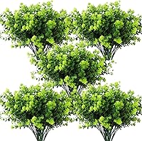 Vista 52 de RECUTMS - 8 ramas de flores artificiales, eucalipto artificial realistas, resiste rayos ultravioleta, para jardín, patio, boda, oficina y casa