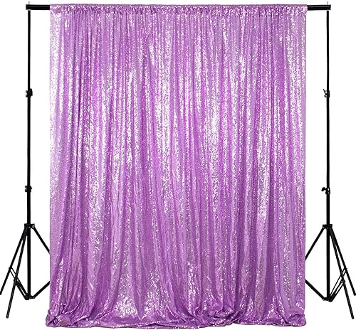 Miniatura 1 de Telón de fondo de lentejuelas lavanda para cabina de fotos, cortinas lilas con purpurina, decoraciones de fiesta de gran Gatsby, 4 x 6 pies, 1219S