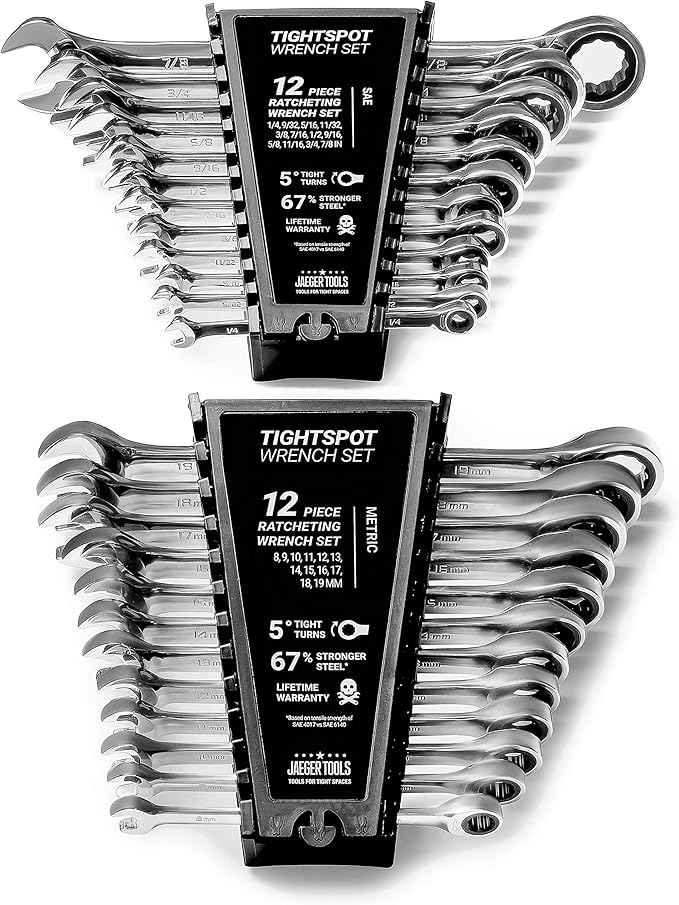 JAEGER 24pc IN/MM TIGHTSPOT Ratcheting Wrench Set MASTER SET