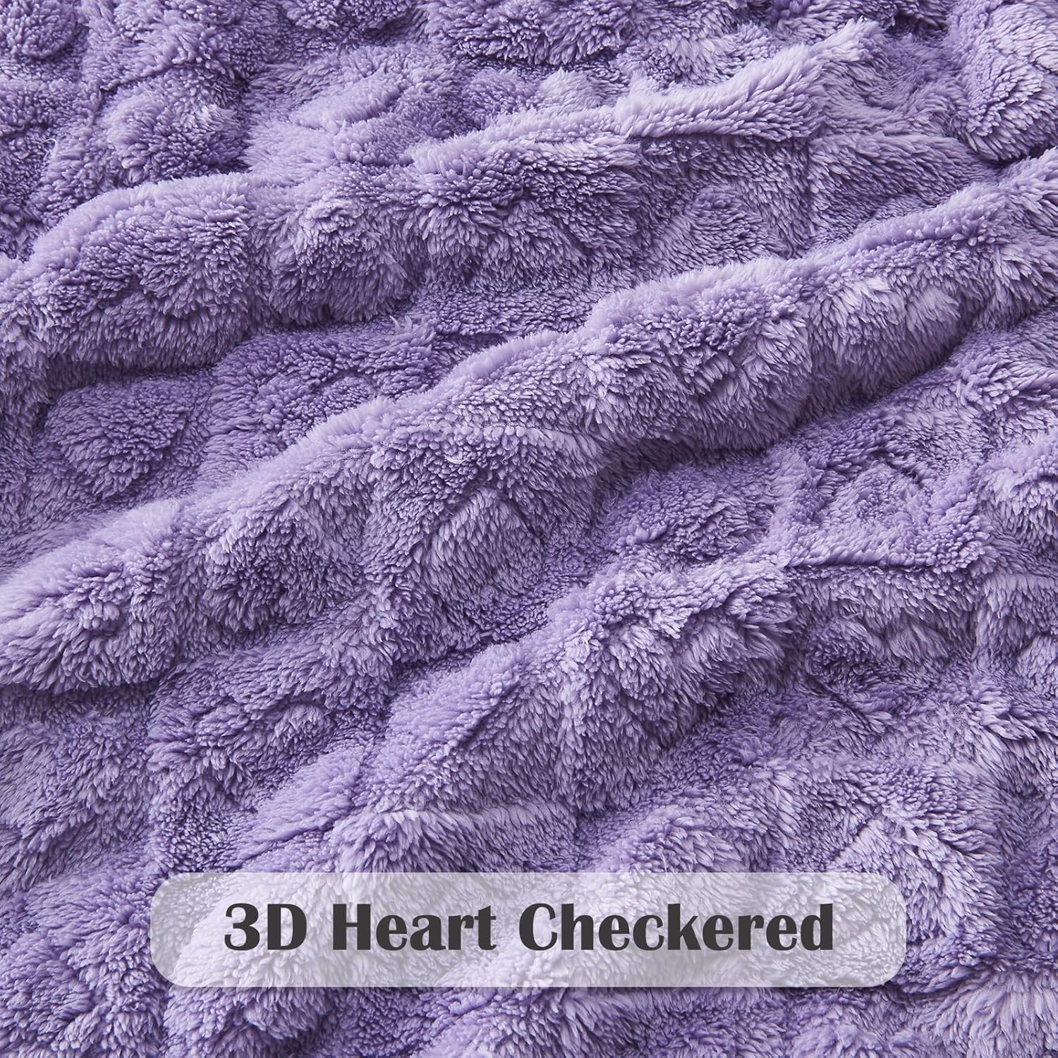 NEWCOSPLAY Super Soft Throw Blanket Lavender Premium Silky Flannel Fleece 3D Heart Checkered Lightweight Bed Blanket All Season Use (Lavender Heart, Throw(50"x70")) - Image 5
