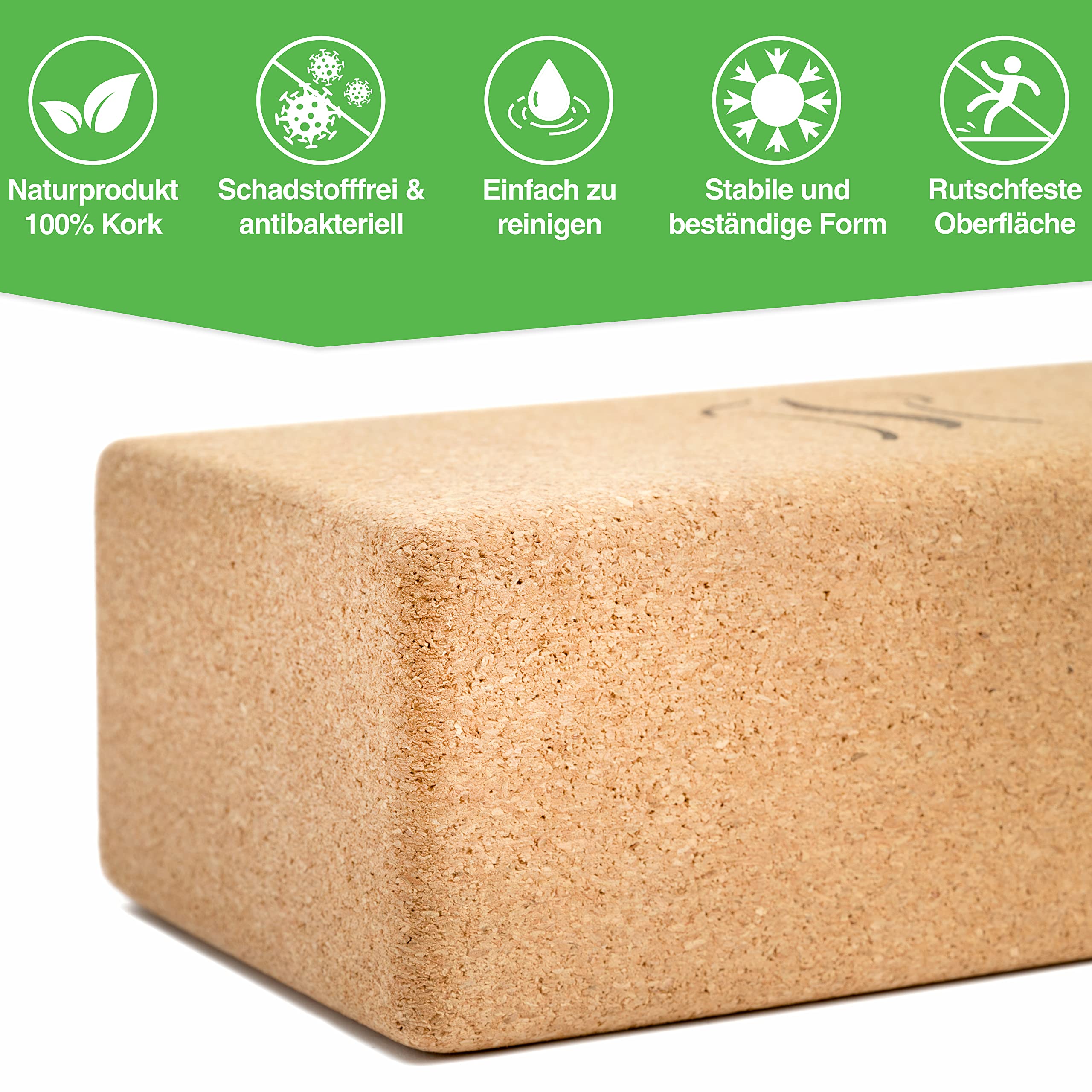 BACKLAXX® Yoga Block 2er-Set aus Kork | 100% nachhaltiger Yogablock | perfektes Yoga Zubehör | 2 Yogablöcke inkl. Anwendungsvideos | Yogablock 2er-Set | Pilates Block