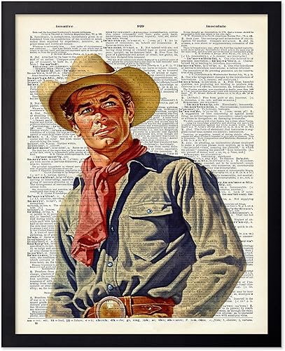 Miniatura 78 de Poster Master Póster artístico de diccionario, estampado retro de vaquero y caballo, arte del salvaje oeste, arte occidental, arte moderno, regalo