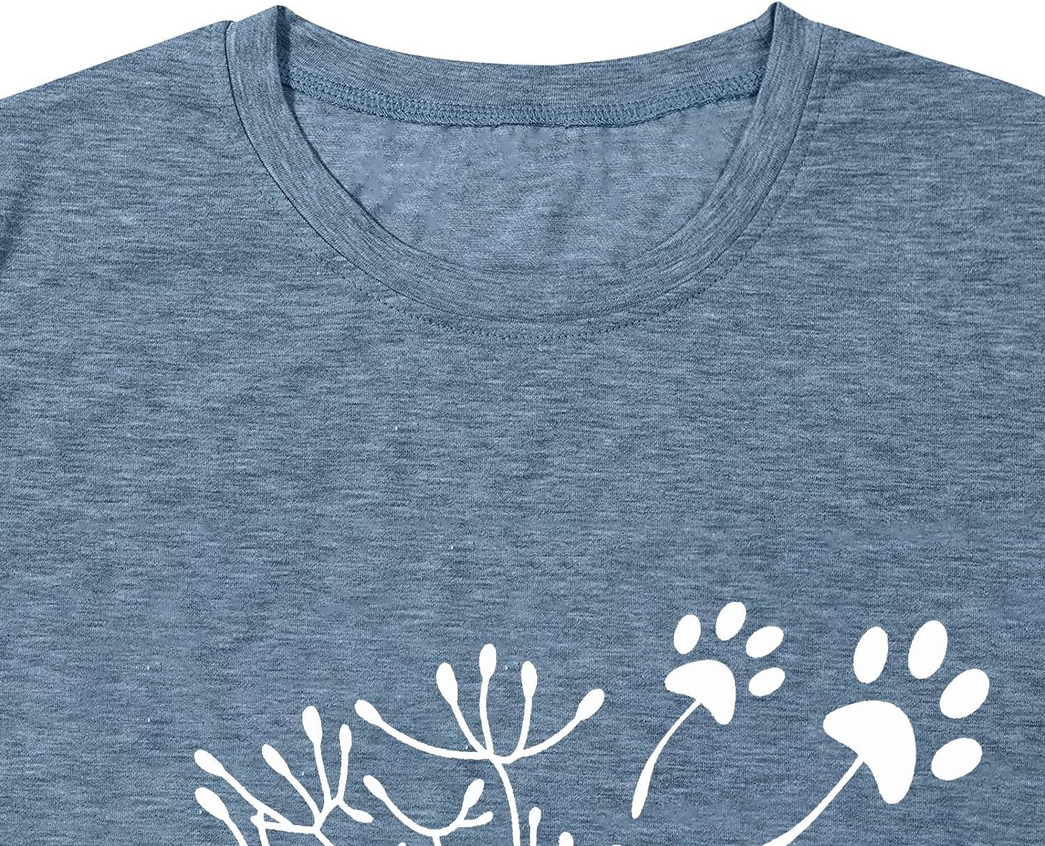 Women's Dandelion T Shirts Cute Wildflower Graphic Tees Funny Nature Bird Print Summer Casual Short Sleeve Tee Tops - Image 4