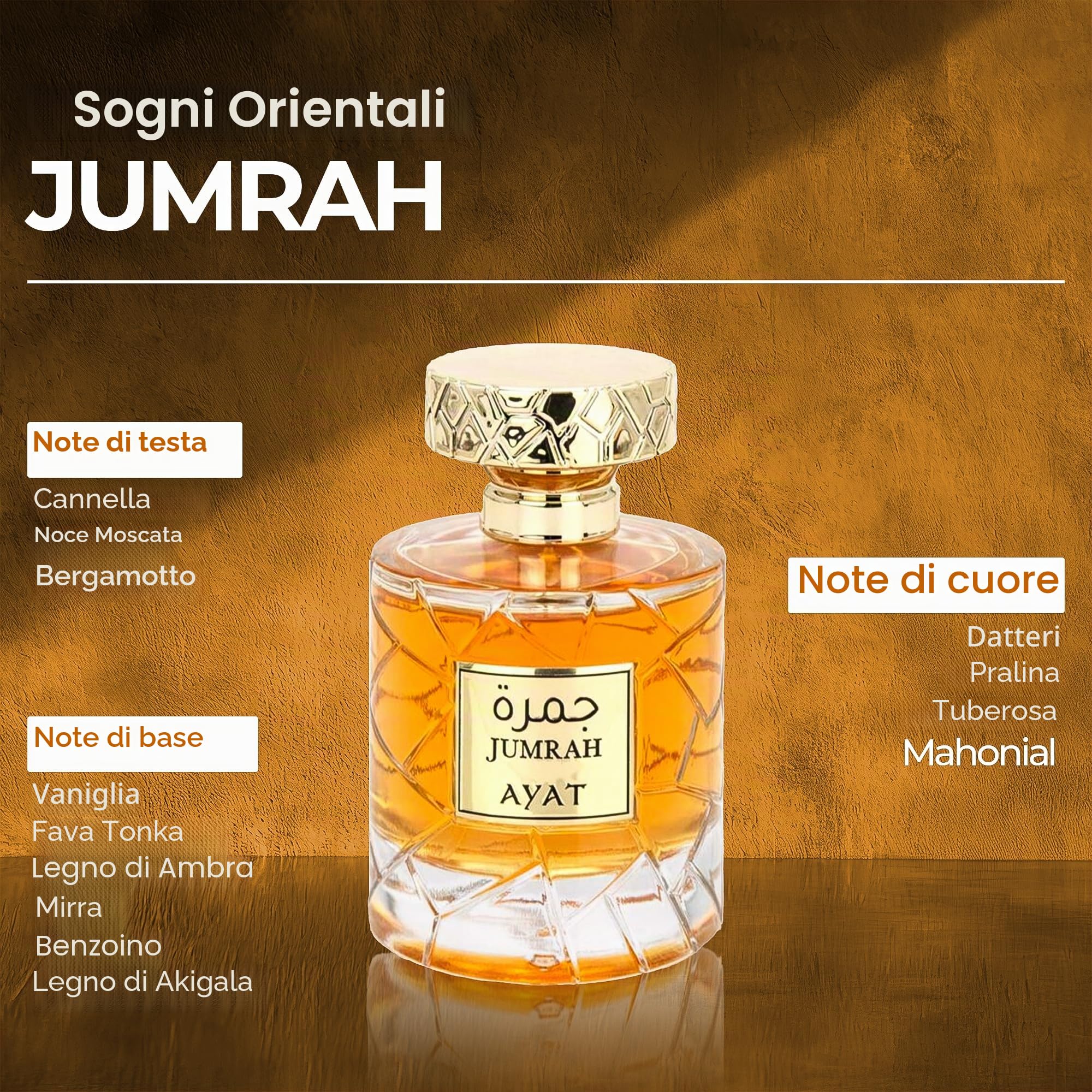 Ayat Perfumes - Jumra Collection – Profumo Arabo di Dubai 100 ml Eau de Parfum – Fragranza Orientale di Lusso a Lunga Persistenza – Unisex – Varianti Disponibili (Jumrah 100ml)