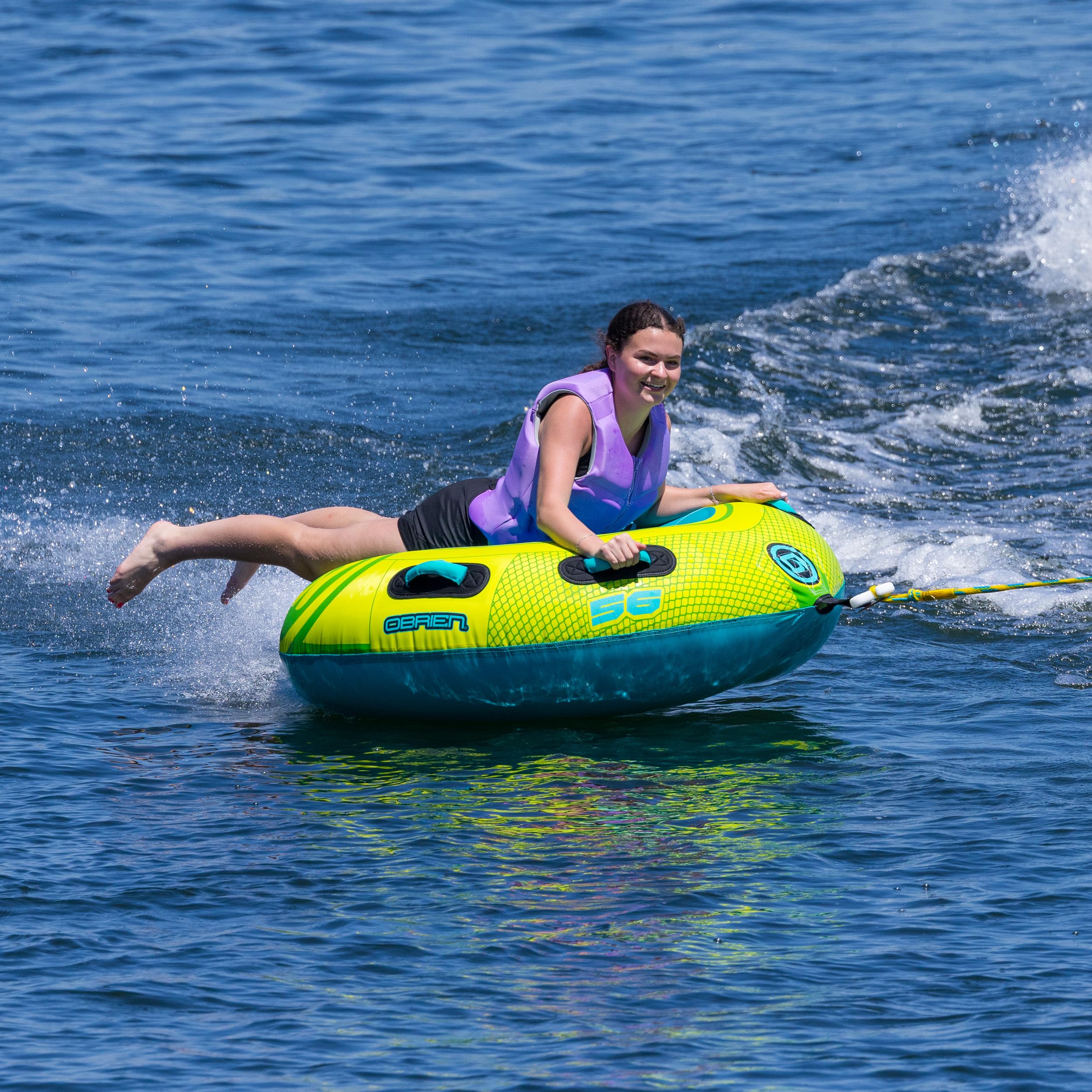 O'Brien LeTube Deluxe Abschleppschlauch – 1 Person Donut-Stil aufblasbar für Bootfahren & Wassersport am See – 142,2 cm strapazierfähige Voll-Nylon-Abdeckung, Blitzventil
