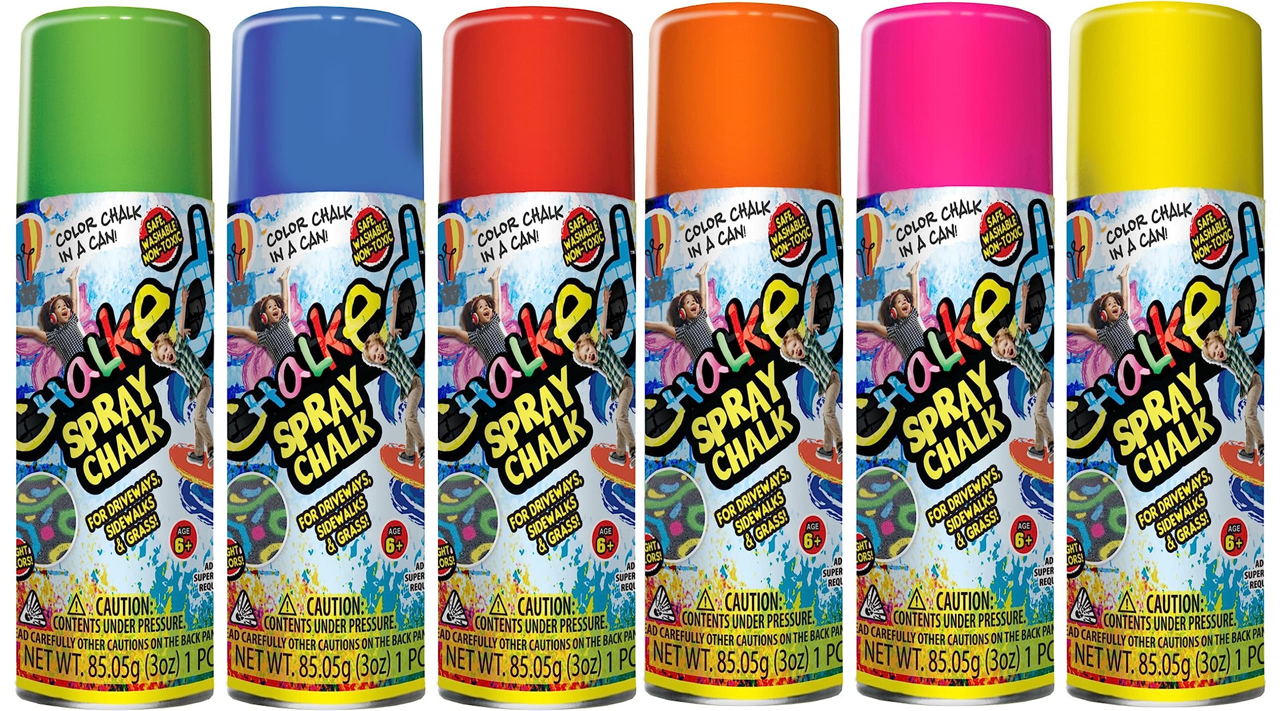 JA-RU Sidewalk Chalk Spray (Assorted) Kids Driveway, Yard, Sidewalk Liquid Colored Chalk. Field Marking Chalk Line Spray Temporary Markers. Washable