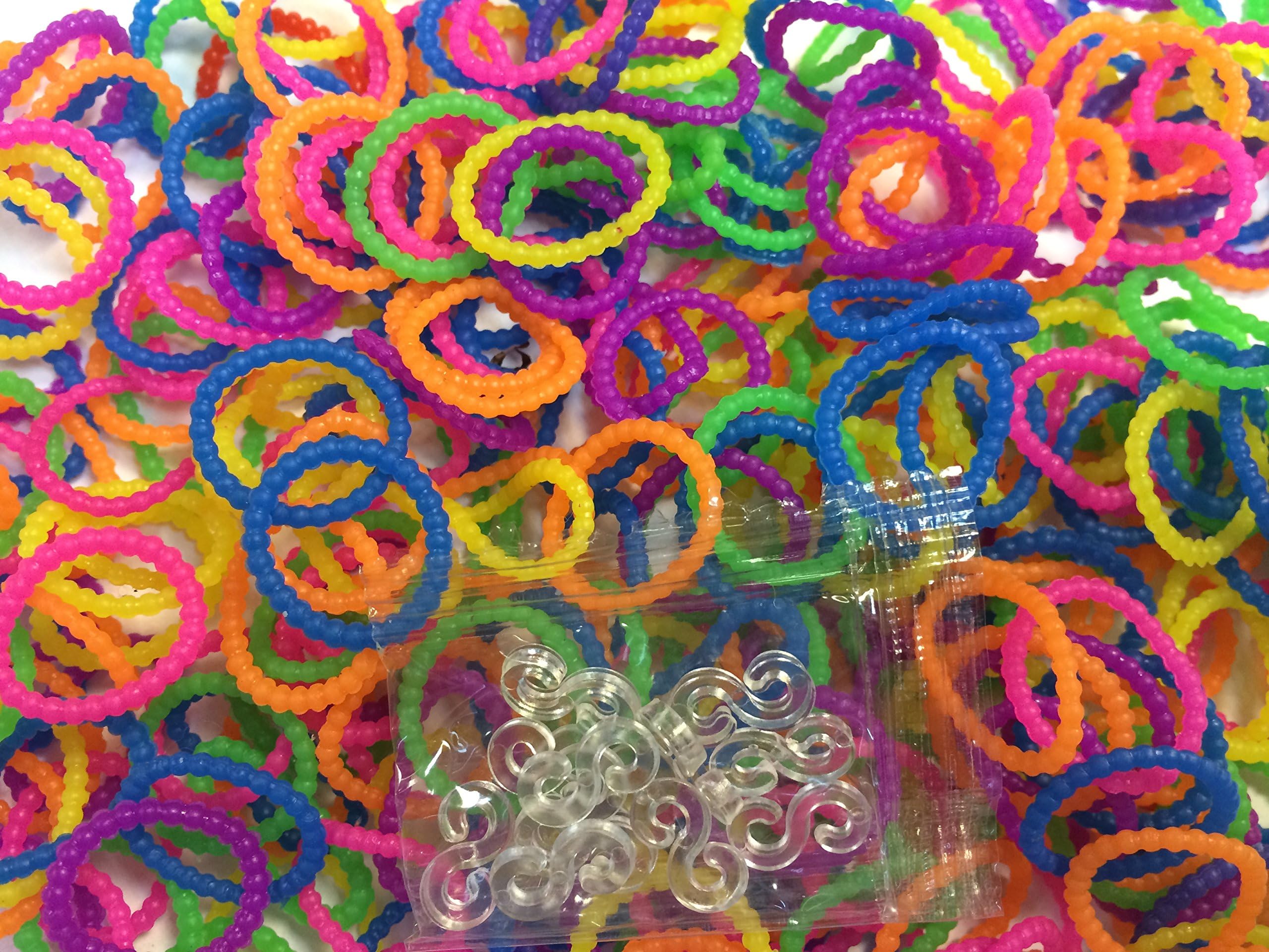 Quyi 300pcs Mixed Colors Pearl Bead Latex-free Loom Refill Rubber Bands Pack Bracelets with 12 S-Clips