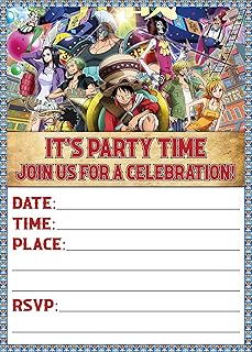 ENDLESS CHOICES 20x Piece Anime Birthday Invitations and Envelopes – Fill-in Happy Birthday Party Invitations for Kids, 6X...