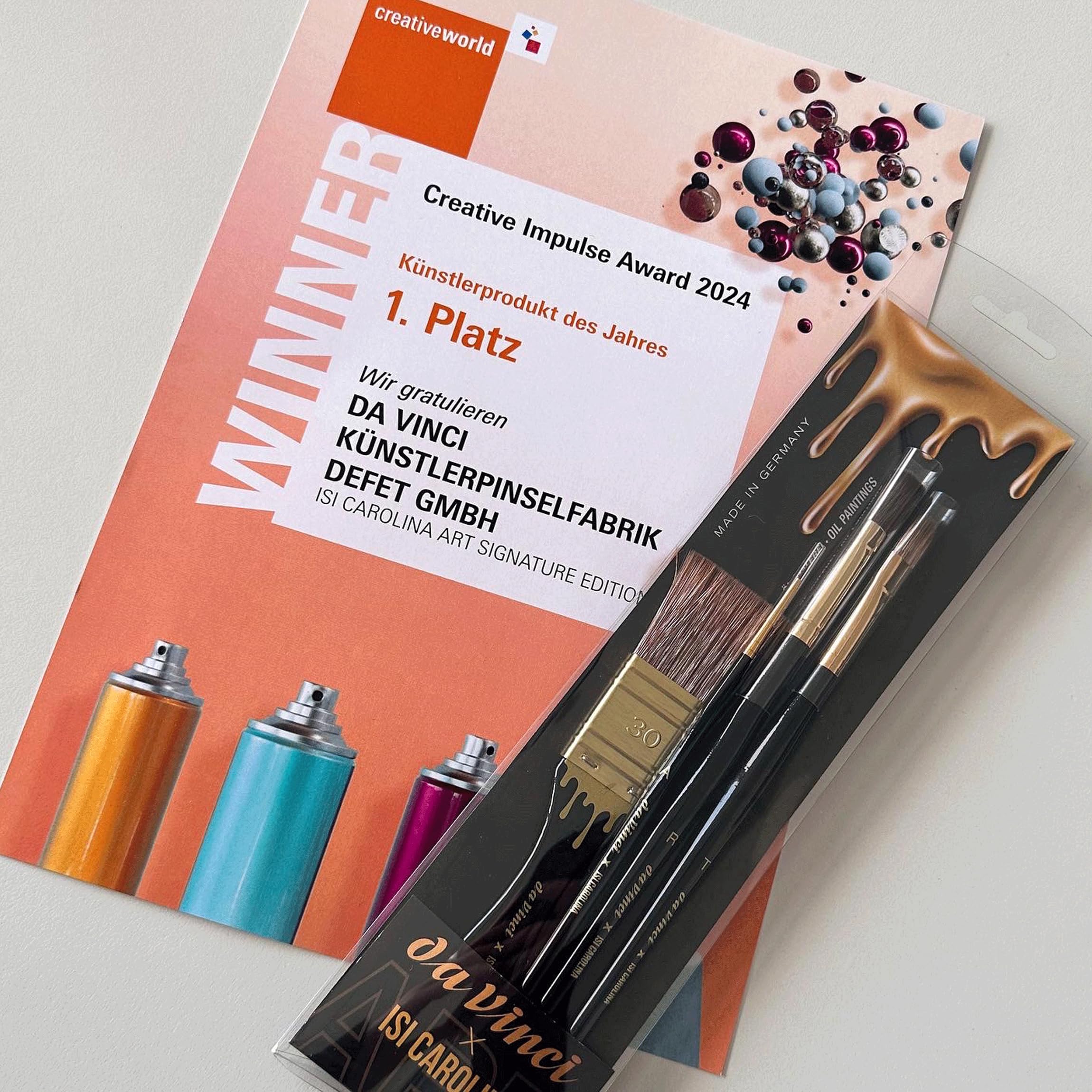 da Vinci, ISI CAROLINA ART, Signature Edition, set, per pittura moderna a olio e acrilico, pennelli per sfumature, per velature, manico lungo, Made in Germany, misure A, R, T e 30