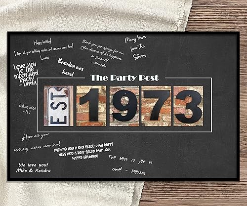 Miniatura 5 de Decoración de póster de cumpleaños número 50. Suministros de fiesta para él o ella que cumple 50 años. Letrero alternativo de libro de invitados de