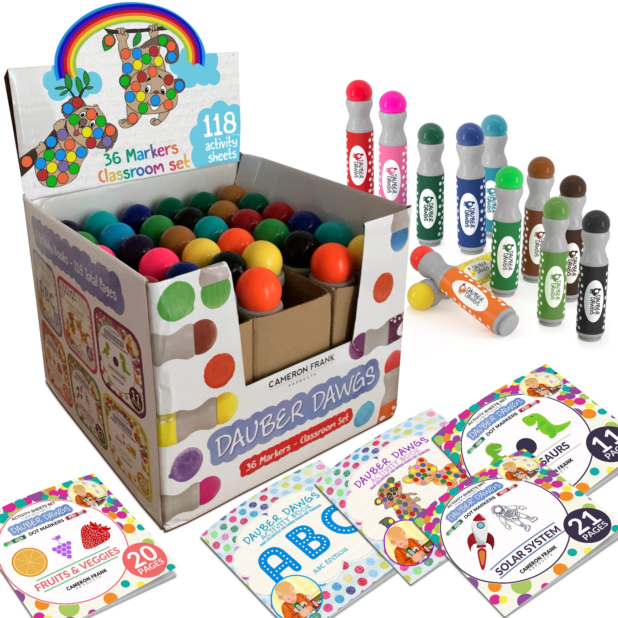 Buy Washable Dot Markers 36 Pack with 121 Activity Sheets for Kids, Gift Set with Toddler Art