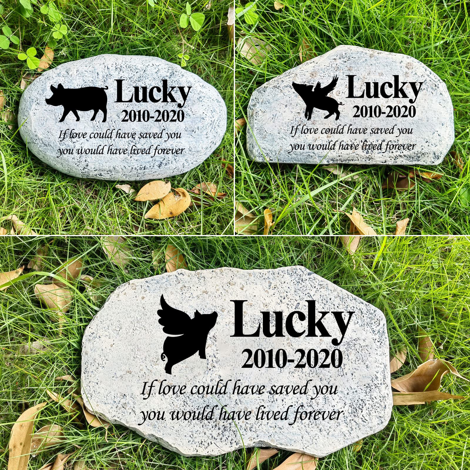 Zatanmulo Personalized Pet Memorial Stone, Garden Memorial Stone Personalized, Dog Headstone, Cat Tombstone, Memorial Plaque Outdoor, Garden Stepping