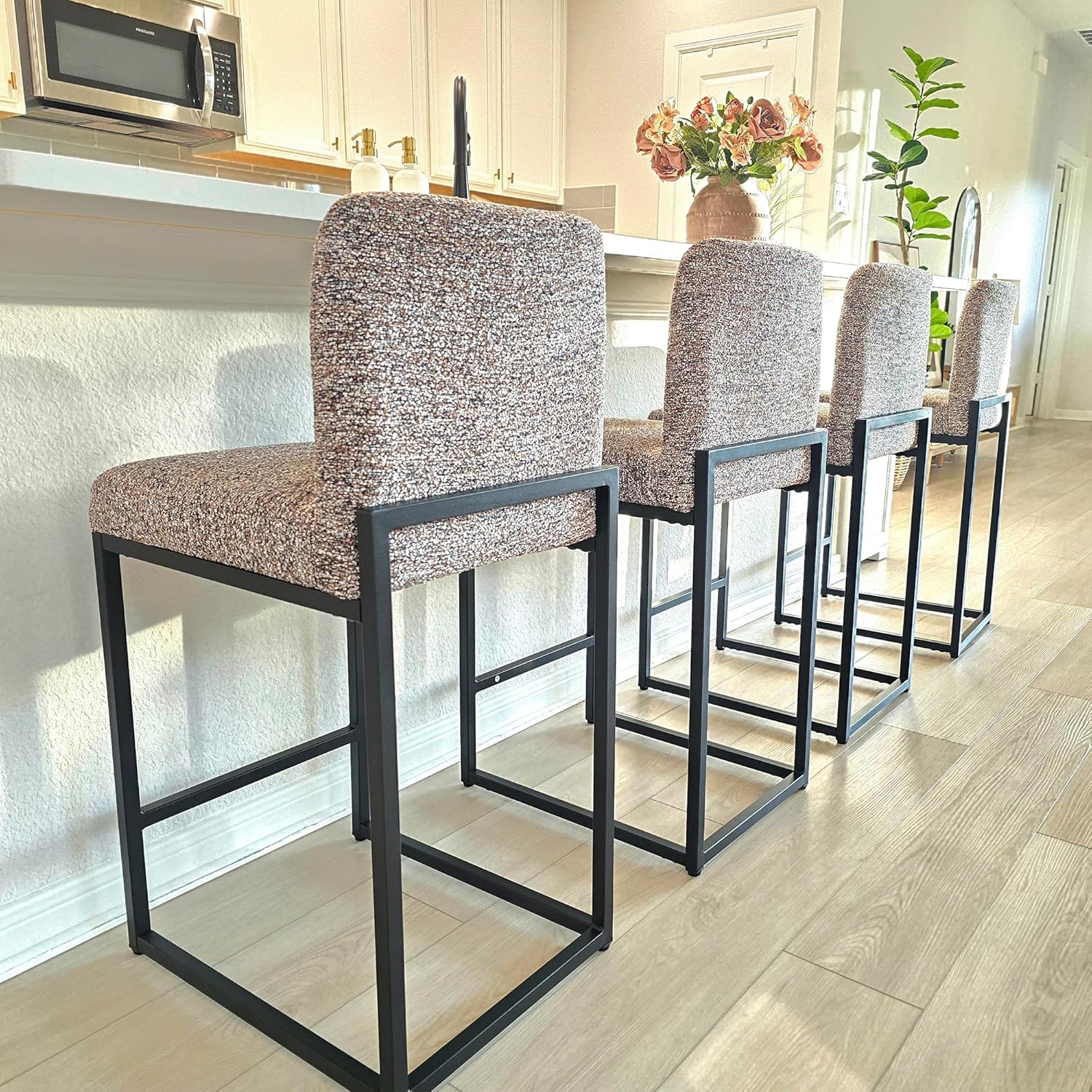 PHI VILLA Counter Height Bar Stools,Bar Chairs Kitchen Stools for Island, 24 inch Barstools with Back