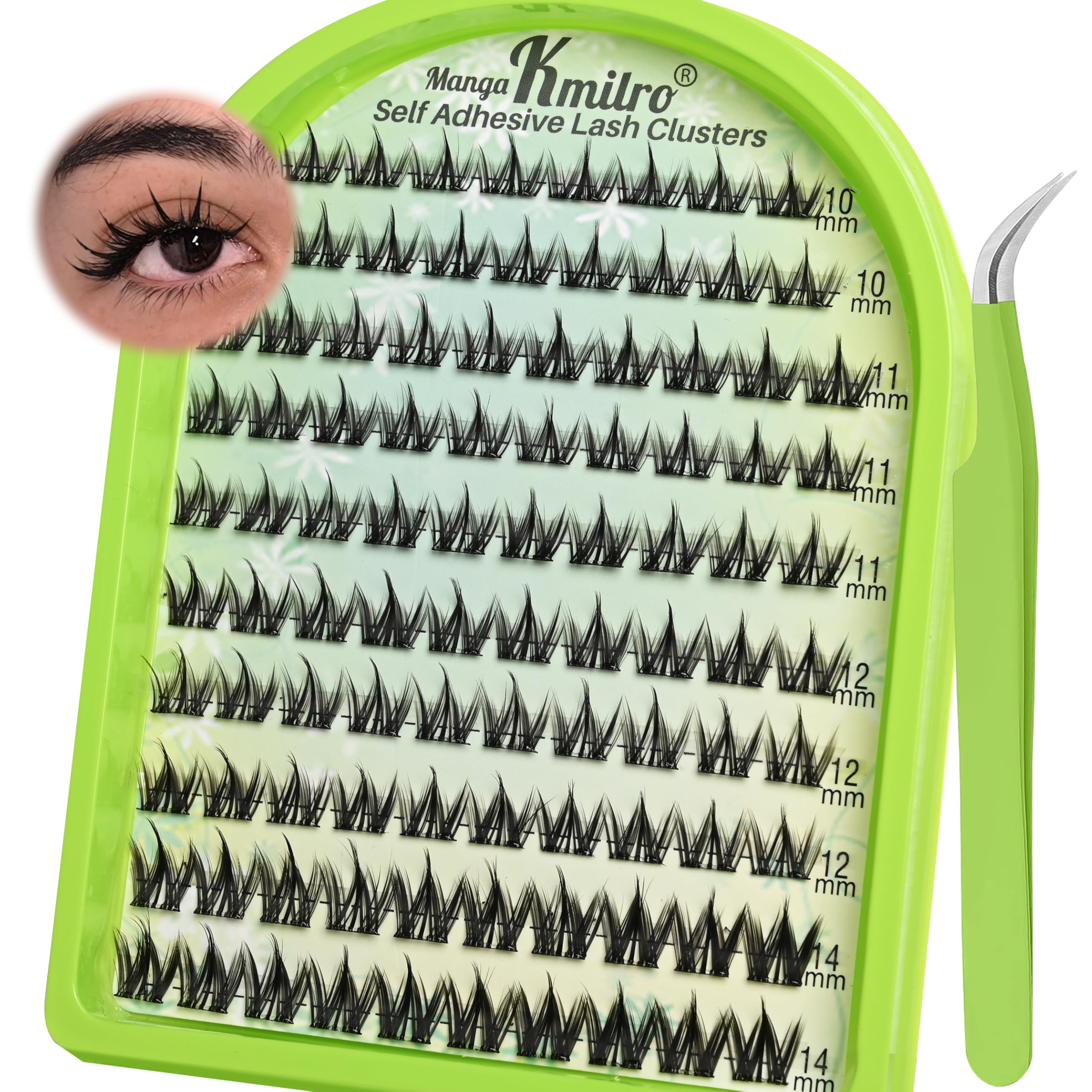 Self Adhesive Eyelashes 10-14mm Manga Self Adhesive Lash Clusters Spiky Pre Glued Lashes Anime Press on Lashes No