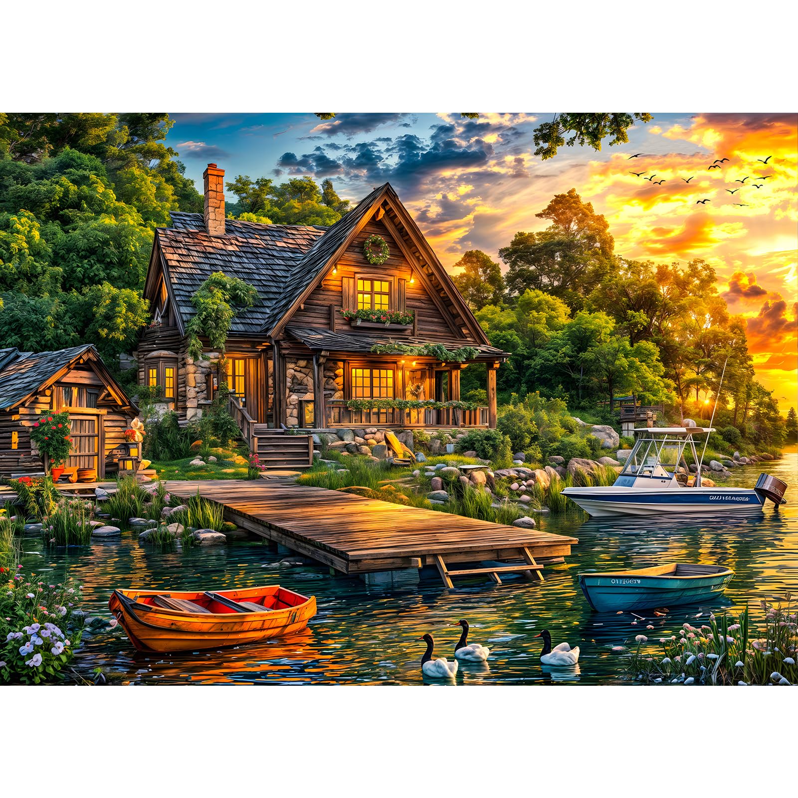 TangComplete - Holiday Cottages Puzzles for Adults 1000 Pieces, Jigsaw Puzzles for Adults 1000 Piece, Challenging Game Toys, Impossible Puzzle, Family