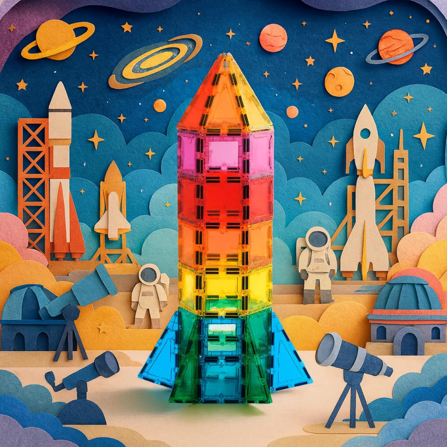 Magnetic Building Tiles, 108 Piece Foundation Set for Boys Girls Kids, Educational Creative Learning Activity Building Block Toddler Toys, STEM, Children Ages 3 Years +