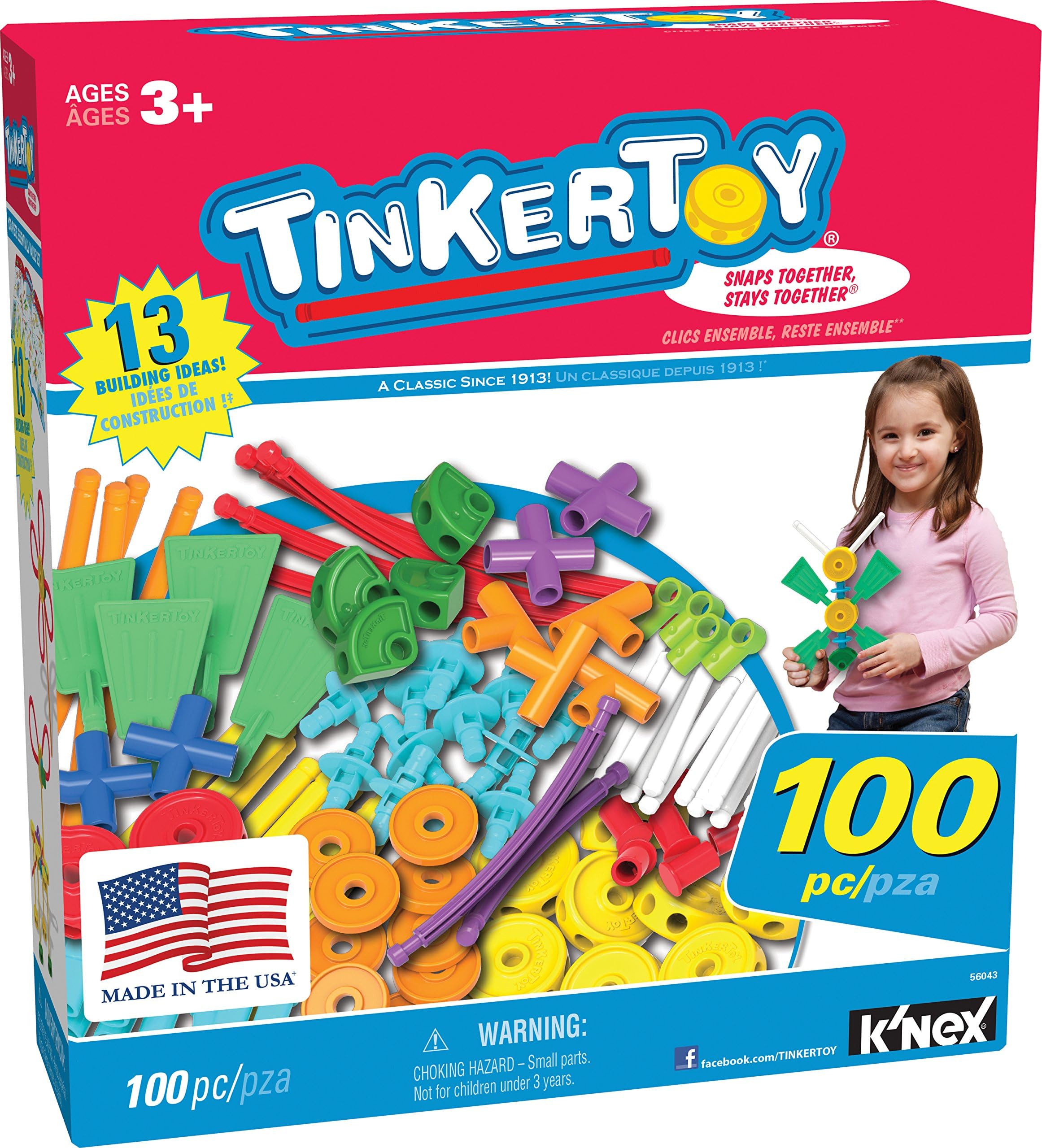 TINKERTOY ‒ 100 Piece Essentials Value Set ‒ Ages 3+ Preschool Education Toy