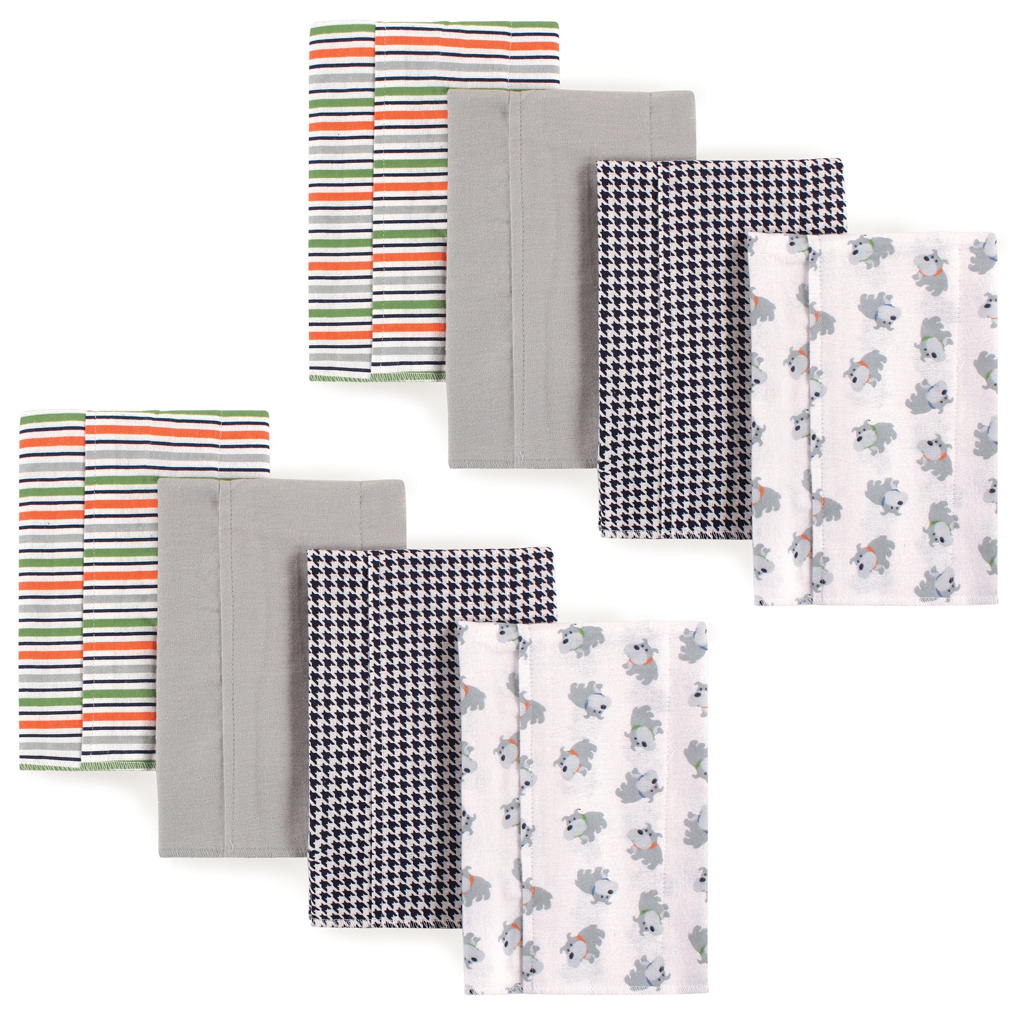 Luvable FriendsLuvable Friends Unisex Baby Cotton Flannel Burp Cloths, Bull Dog 8Pack, One Size