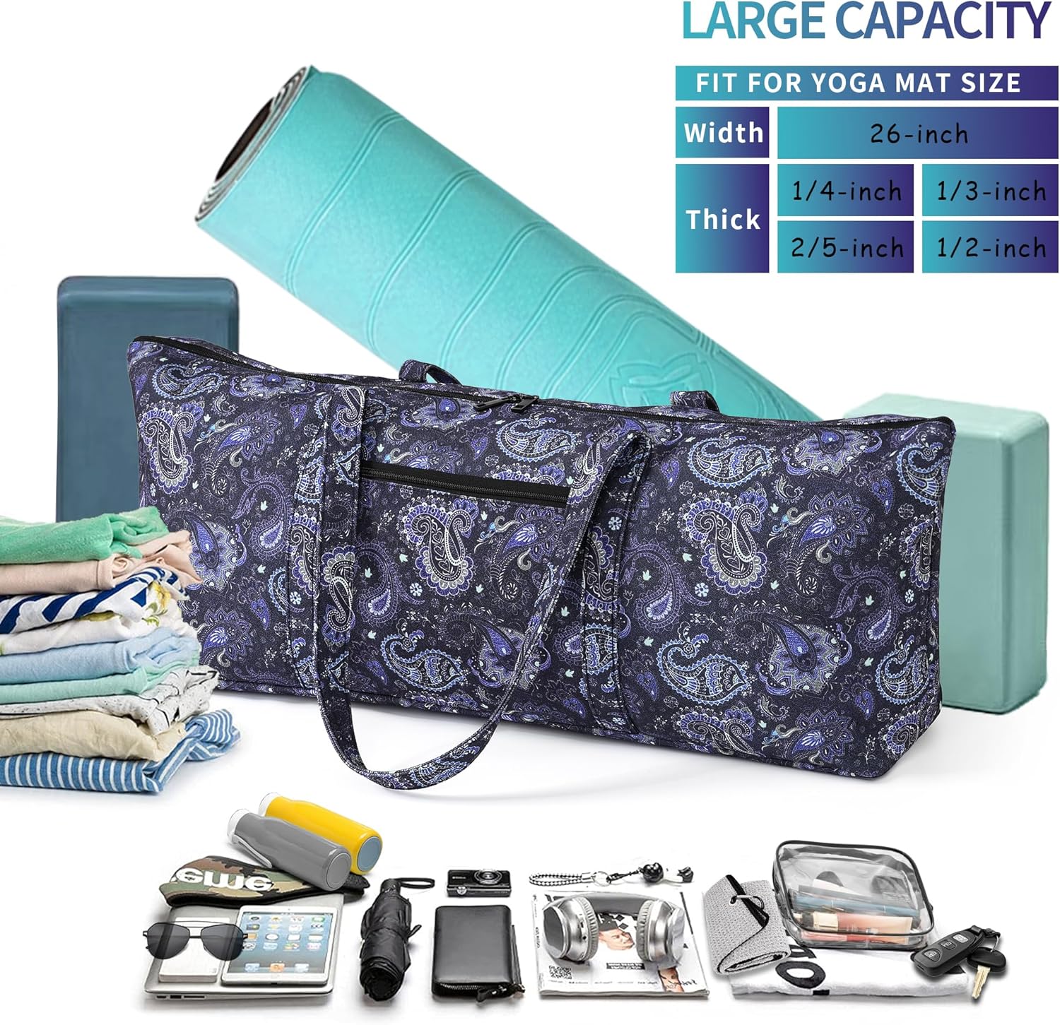 Boulder Bee | Yoga Mat Bag | Large Yoga Mat Carrier with Wet Pocket | Yoga Gifts | Gym Tote Bag for Women - Image 6