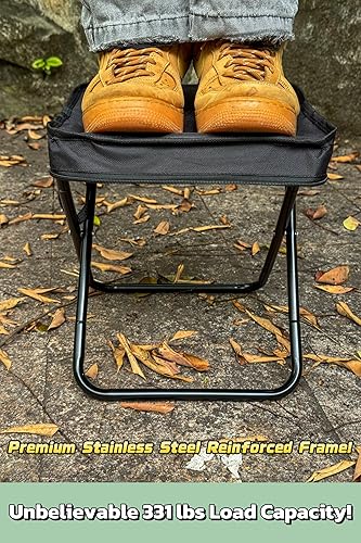 Miniatura 5 de Taburete plegable compacto con correa para el hombro, soporte resistente de 350 libras, asiento portátil ligero regalo para camping, al aire libre,