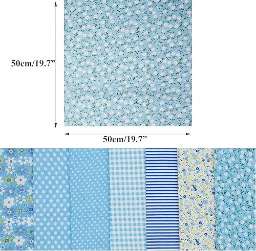 Miniatura 3 de Pofik Paquete de 7 unidades de tela de acolchado, 100% algodón, tela estampada para manualidades, 20 x 20 pulgadas (19.7 in x 19.7 in), hojas