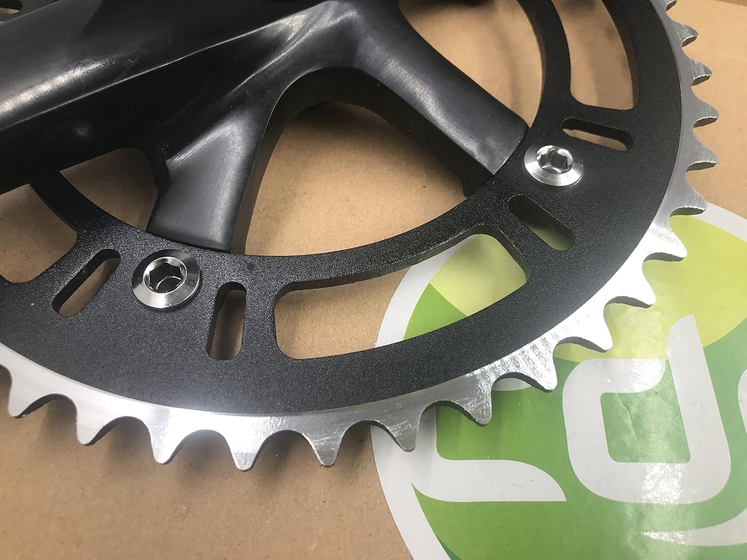 CDHPOWER Crankset 46T 170mm Single Speed Crankarms 130 BCD for Mountain Road Bike Fixed Gear Bicycle (Square Taper, Black) (46T, Sprocket)