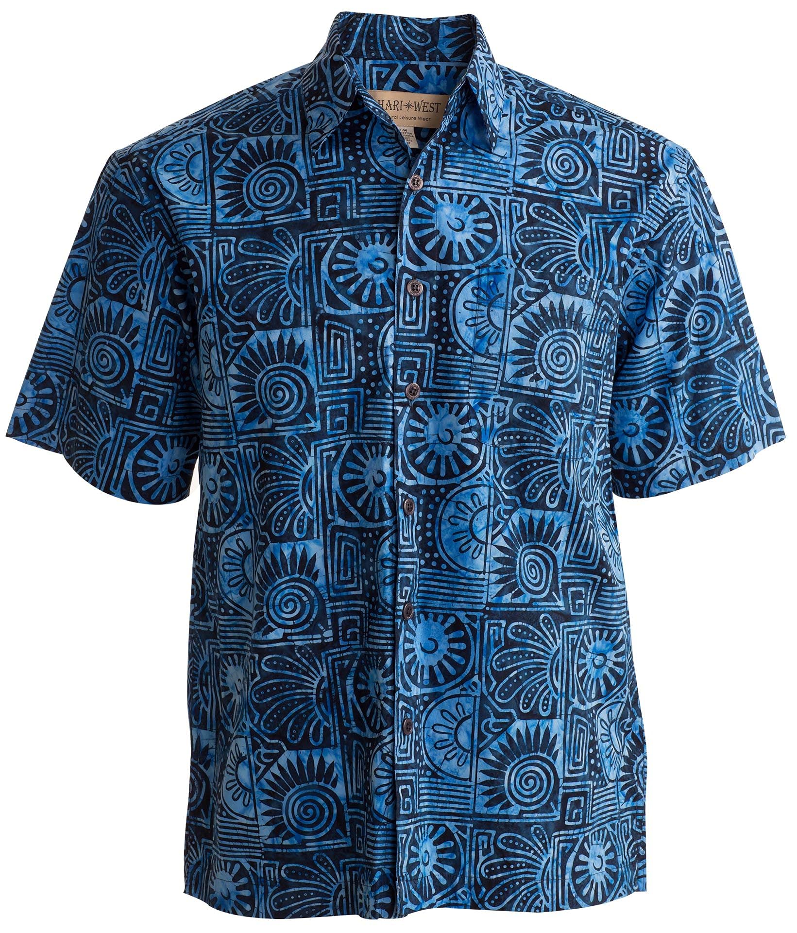 Johari West Men's Hawaiian Shirt Short Sleeve Button Down Casual Tropical Shirt