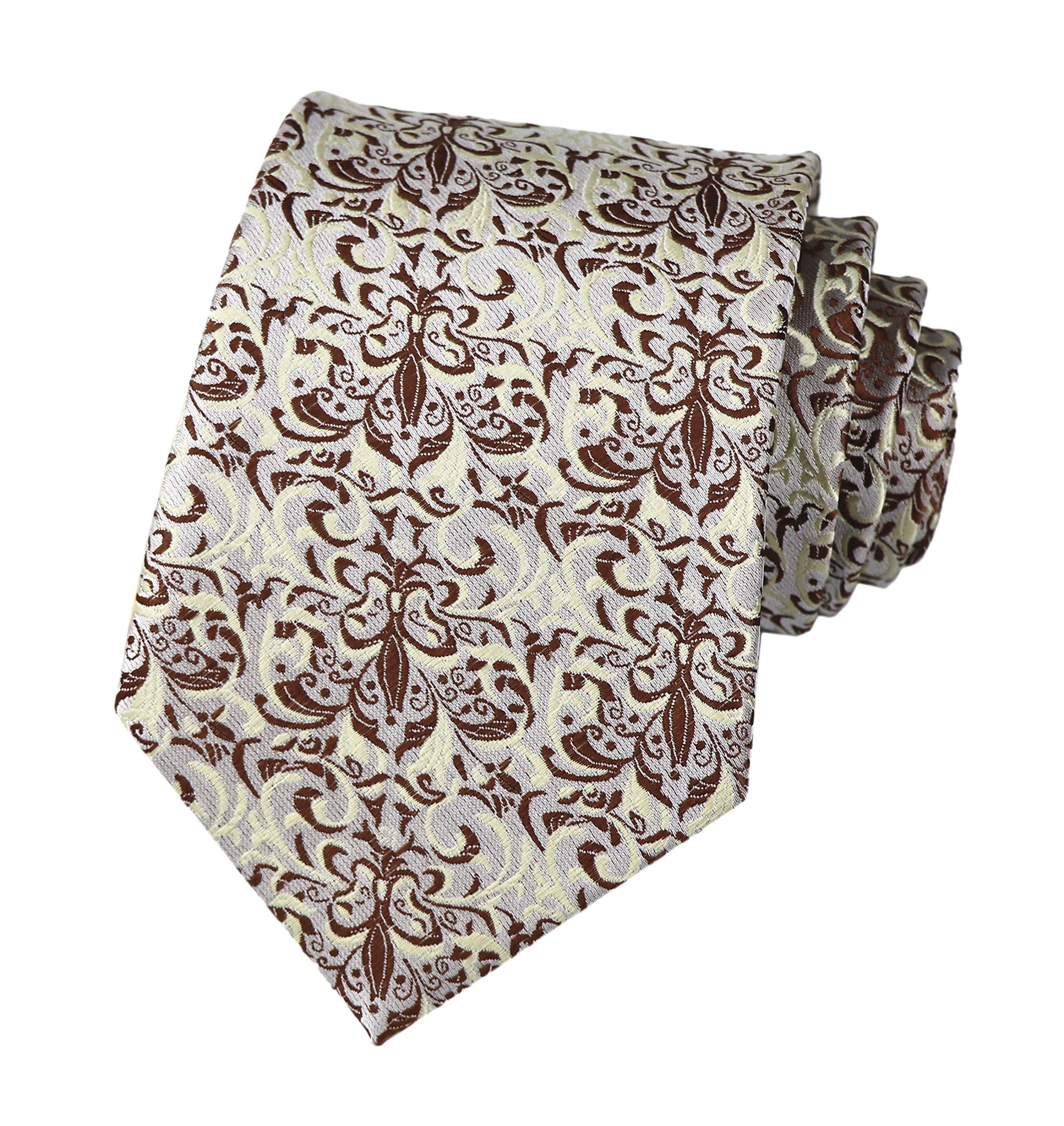 Elfeves Men's Tie Cravat Jacquard Luxury Small Floral Pattern Wedding Necktie