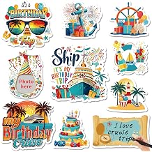 10Pcs Birthday Cruise Door Decorations Magnetic,Large Retro Nautical Cruise Ship Magnets,Colorful Cabin Door Signs,DIY Erasable Funny Reusable Cruise Door Magnet Stickers Carnival Party Fridge Decor