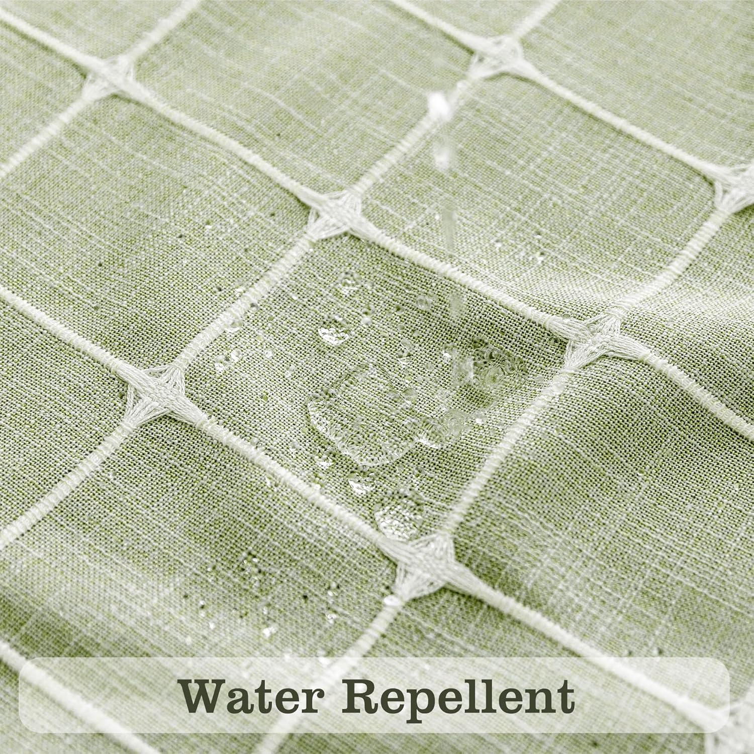 River Dream Sage Green Farmhouse Shower Curtain with Snap-in Liner, No Hooks Needed,with Magnets,with Tassels,Water Repellent&Machine Washable,71x74Inch