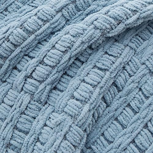Miniatura 16 de Bedsure Mantas de Felpilla para Sofá - Manta de Chenilla Tejida de Punto Grueso Texturizado - Manta Boho Decorativa Súper Suave y Cálida con Borlas