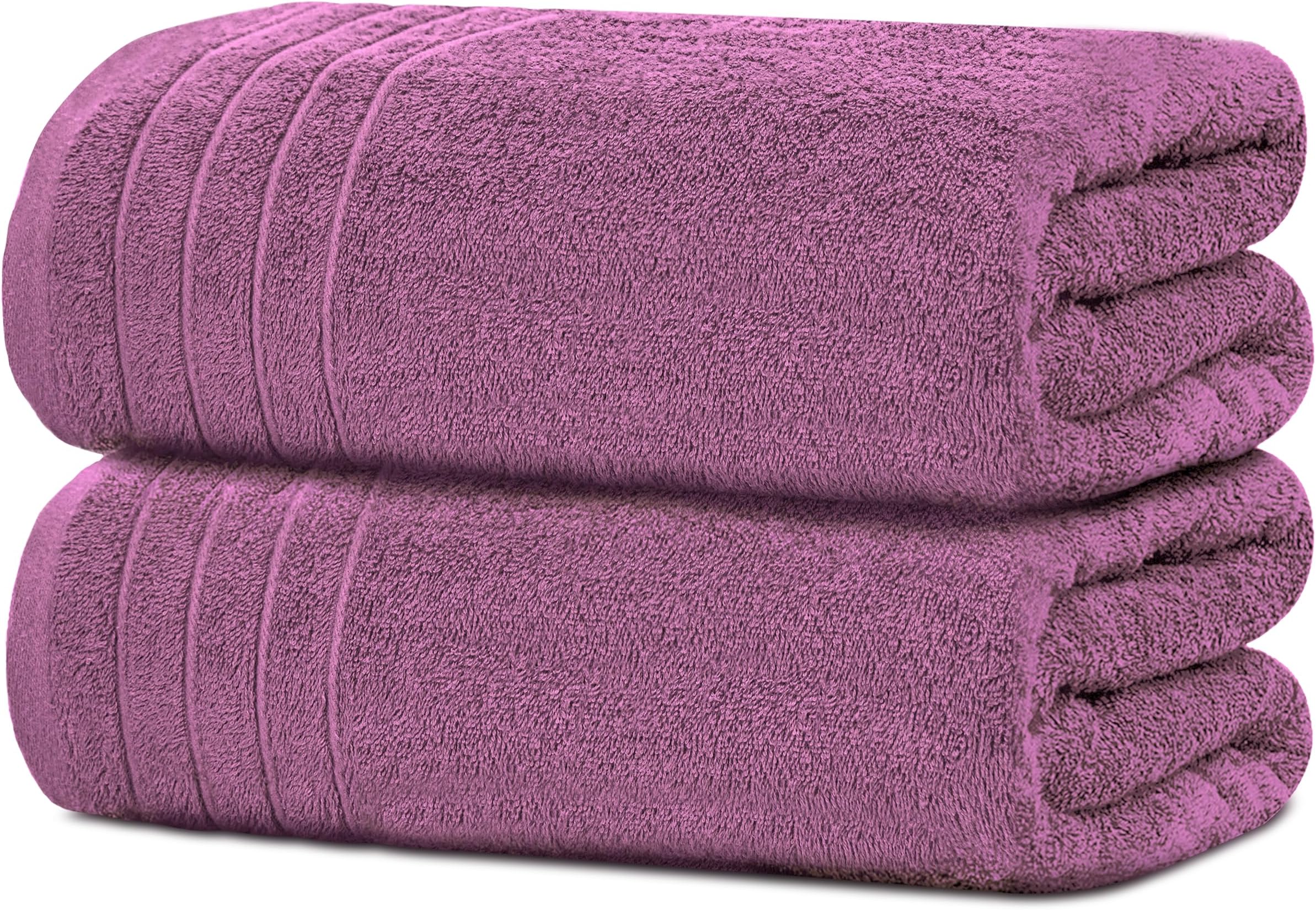 Tens Towels Pack of 2 Extra Large Bath Sheets 35 x 70 Inches, 100% Cotton, Larger & Lighter Weight, Quicker to Dry, Super Soft & Absorbent, Oversized Bath Towels, Purple