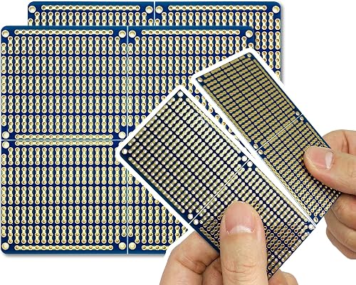 ElectroCookie Snappable PCB, Strip Board with Power Rails for Electronics Projects Compatible for DIY Arduino Soldering Projects, Gold-Plated, 3.8"x3.5" (2 Pack, Blue)