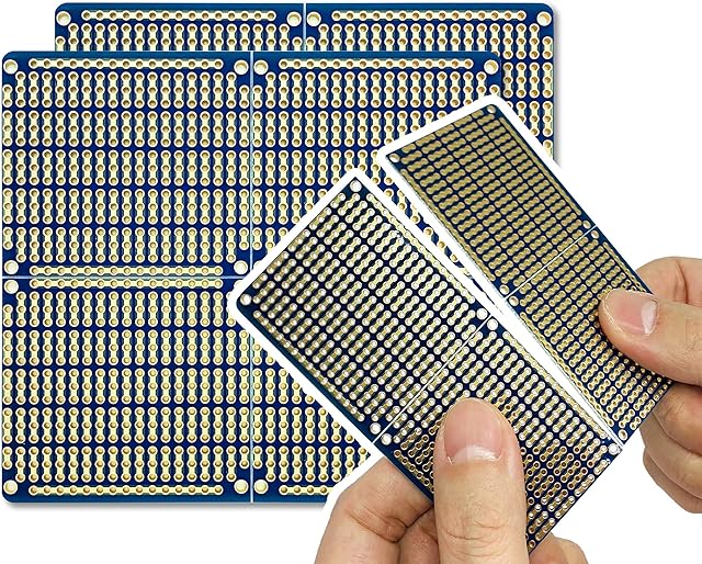 ElectroCookie Snappable PCB, Strip Board with Power Rails for Electronics Projects Compatible for DIY Arduino Soldering Projects, Gold-Plated, 3.8"x3.5" (2 Pack, Blue)