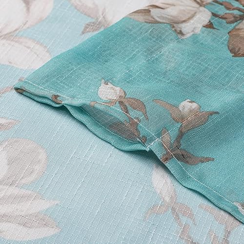 Miniatura 9 de SMILE WEAVER Cortinas traslúcidas turquesa de 84 pulgadas de largo, 2 paneles para sala de estar, cortinas semitransparentes con bolsillo para