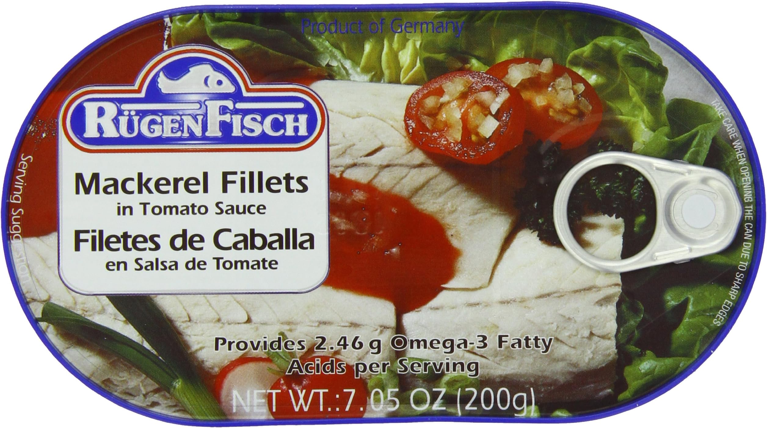 RügenFisch Mackerel Fillets in Tomato Sauce, 7.05 Ounce