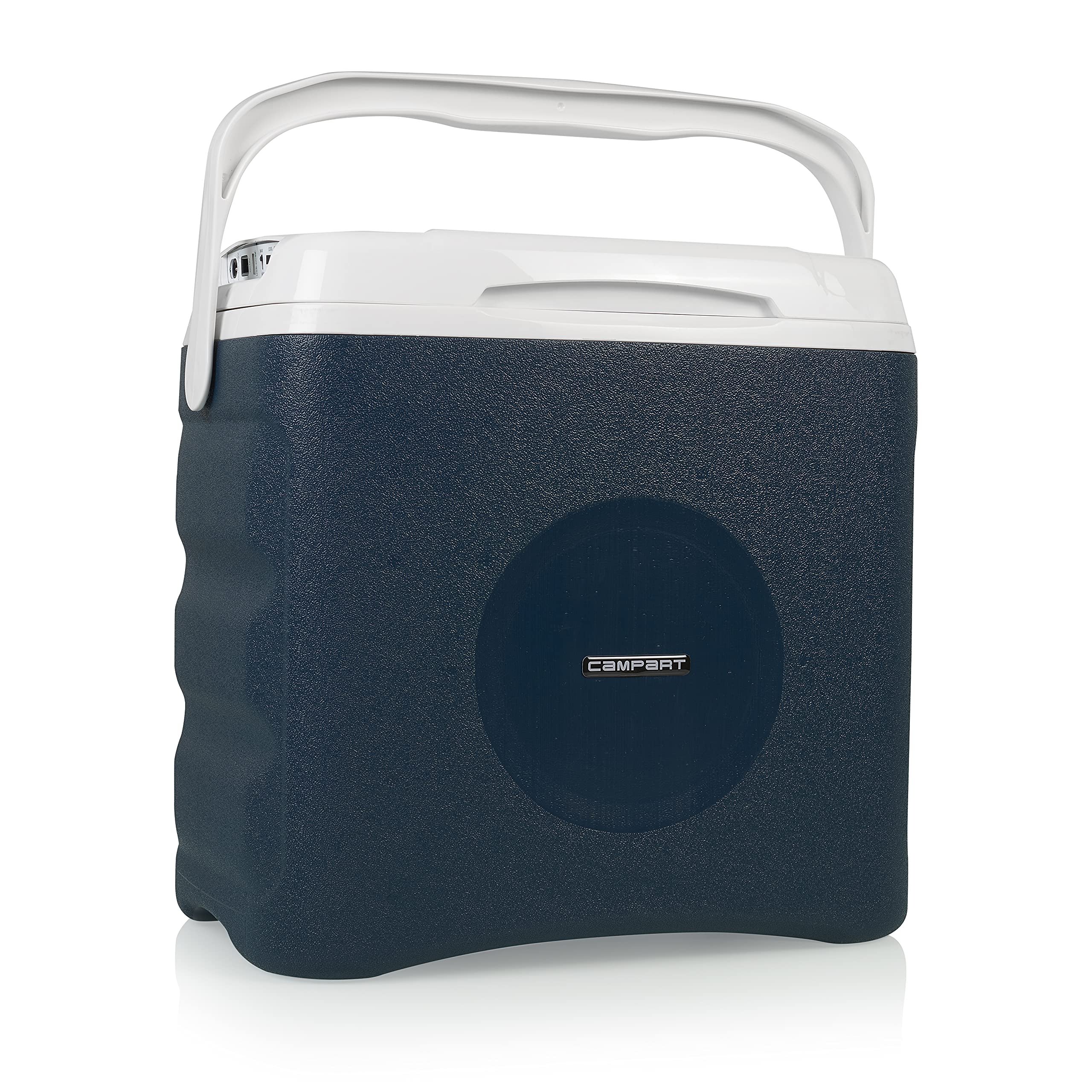 Campart Frigorifero elettrico Arendal - 29 L - 2 scomparti con divisorio rimovibile - Adatto per bottiglie da 2 L - Porta USB - Accendisigari e presa di corrente - Raffredda o mantiene caldo - CB-8630