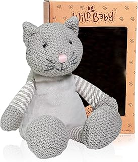 WILD BABY Cat Stuffed Animal - Heatable Microwavable Plush Pal with Aromatherapy Lavender Scent for Kids - 12â€