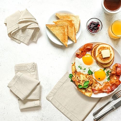 Miniatura 36 de Servilletas de tela con encaje, 100% algodón, color blanco, 20 x 20, servilletas de boda, servilletas de cóctel, servilletas de cena, servilletas