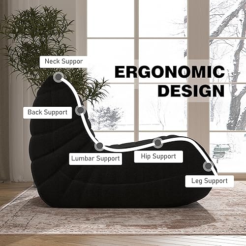 Miniatura 5 de Puf de espuma viscoelástica, sofá grande para adultos, puf para adolescentes, con espuma cómoda de alta densidad, sofá perezoso de espuma